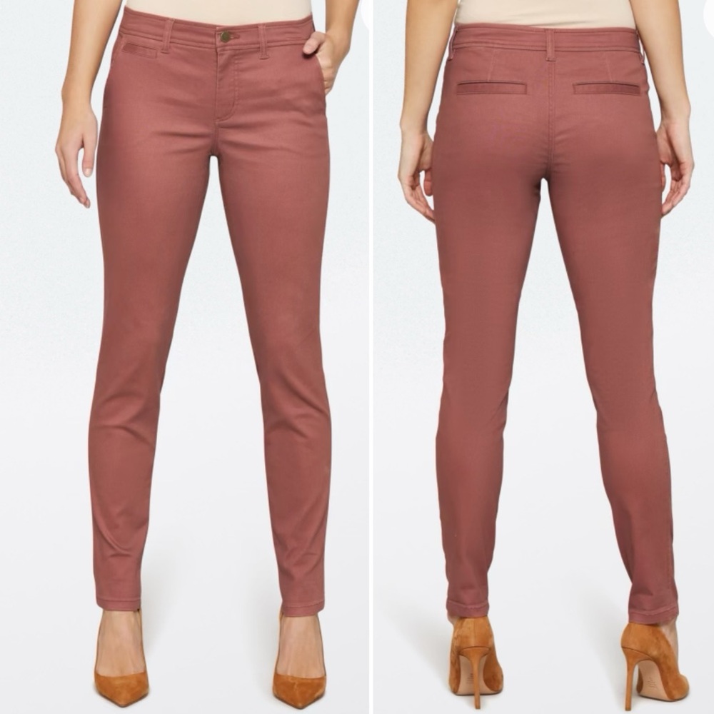 41 HAWTHORN Rosabel Skinny Chino Ankle Pants Peach Burgundy Size 12 Inseam 32"